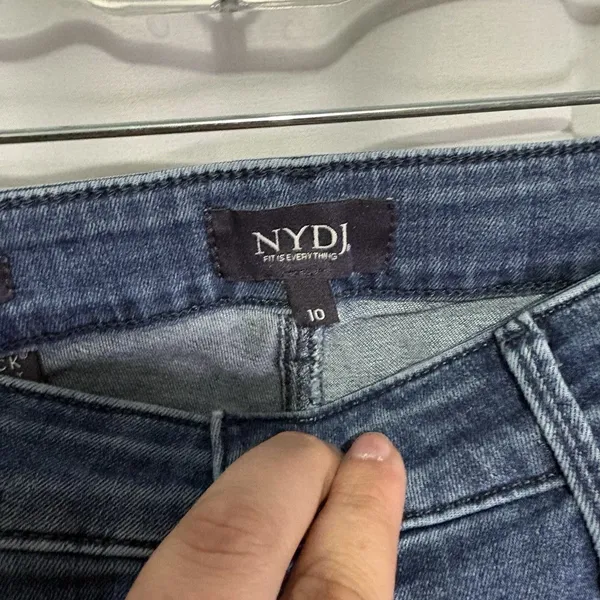 NYDJ Womens Barbara Bootcut Jeans Sz 10 Blue Stretch Denim Lift Tuck Mid Rise - Image 3