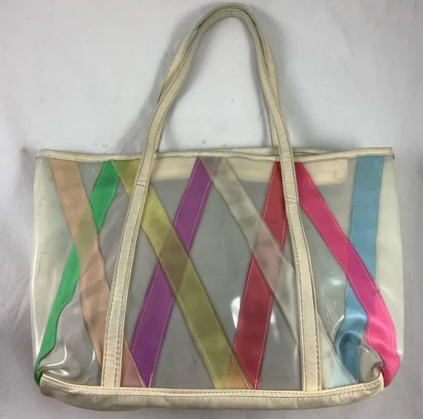 Medium pastel Argyle stripe vintage day bag purse - Image 2