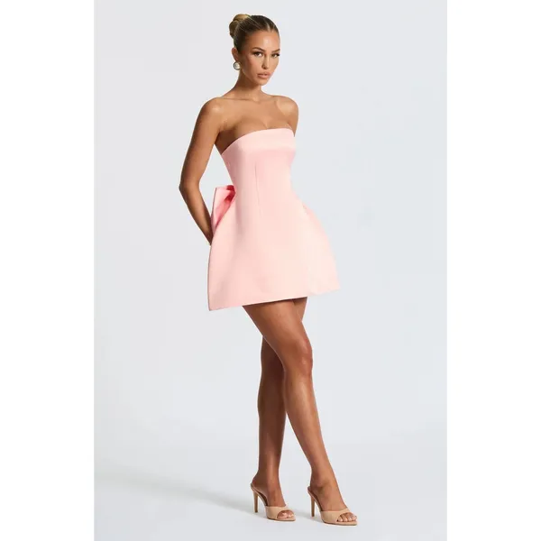 NWT Babyboo Abbey Blush Pink Bow Corset Fit & Flare Strapless Mini Dress Size S - Image 7