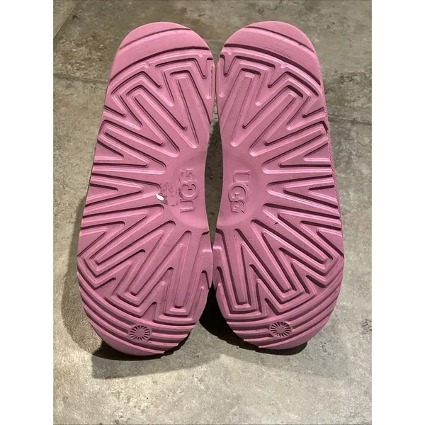 UGG Classic Short Pink Leopard Metallic Boots Womens 5 Sheepskin Lined - Image 8