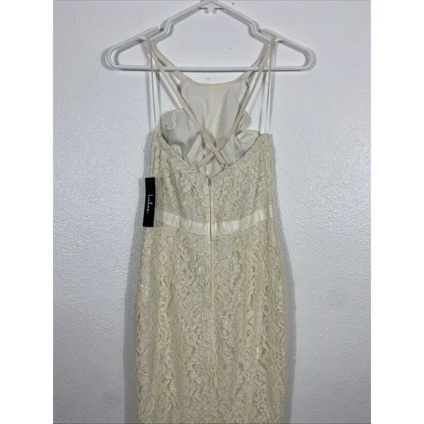 Lulus Zenith Cream Lace Maxi Dress NWT Size XS Halter Full Length Bridal Gown - Image 9