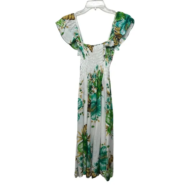 Women Floral Dress Small Cottagecore Tropical Smocked Midi Lightweight Vacation - Image 7