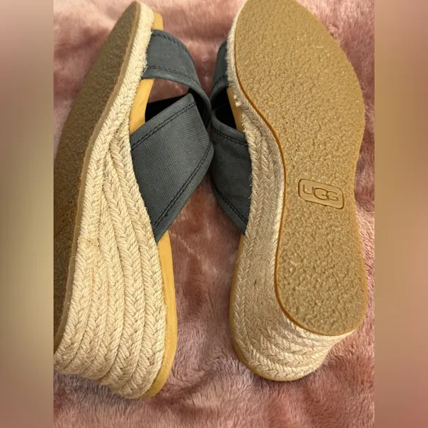 UGG‎ Charcoal and Tan Wedge Sandals - Image 7