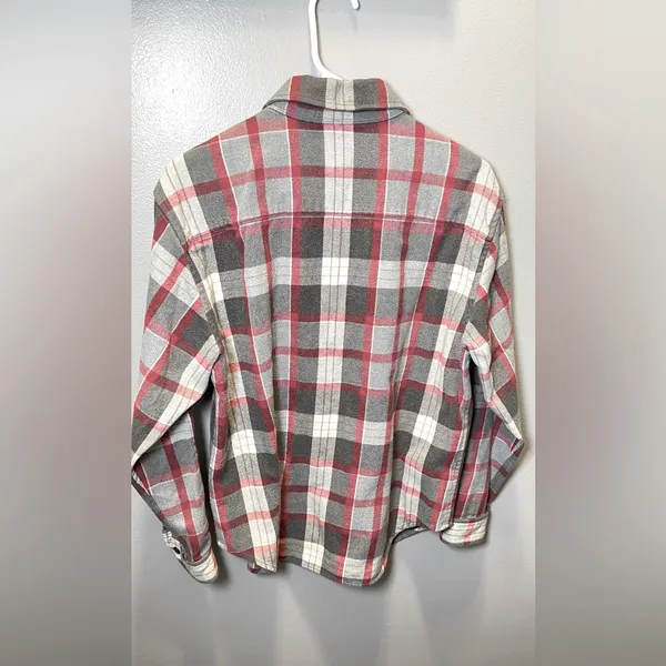 Lauren Ralph Lauren Women's Plaid‎ Flannel Gray Red Pullover 1/4 Zip Size Medium - Image 2