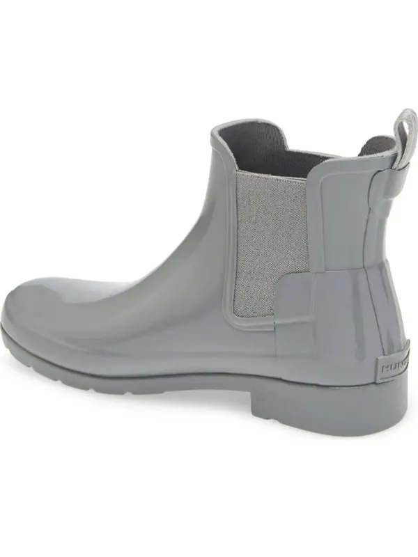 Hunter Original Refined Chelsea Gray Glossy Pull On Rain Boots Women’s US 8 - Image 2