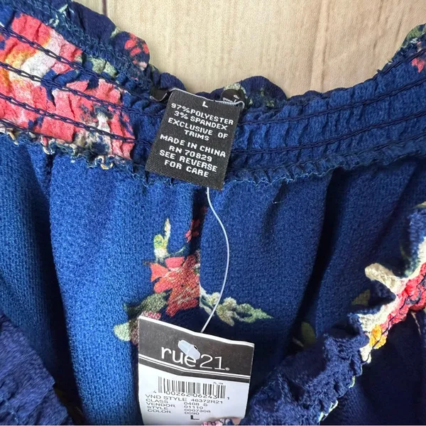 Rue21 Blue Floral Smocked Romper - Image 4