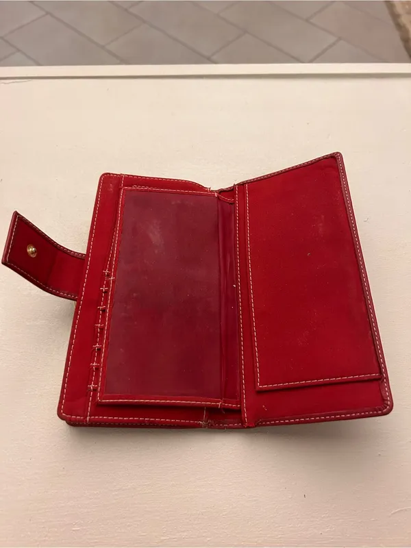Classic Red Leather Women's Wallet with Tab Closure - Image 6