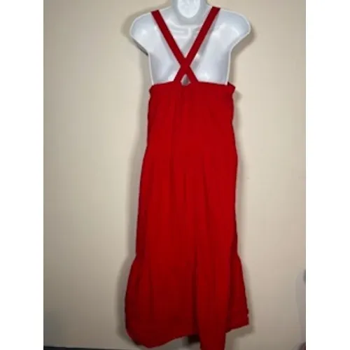 Universal Thread Midi Dress M Red‎ Tiered Cotton Crossback Sun Dress Cottagecore - Image 5