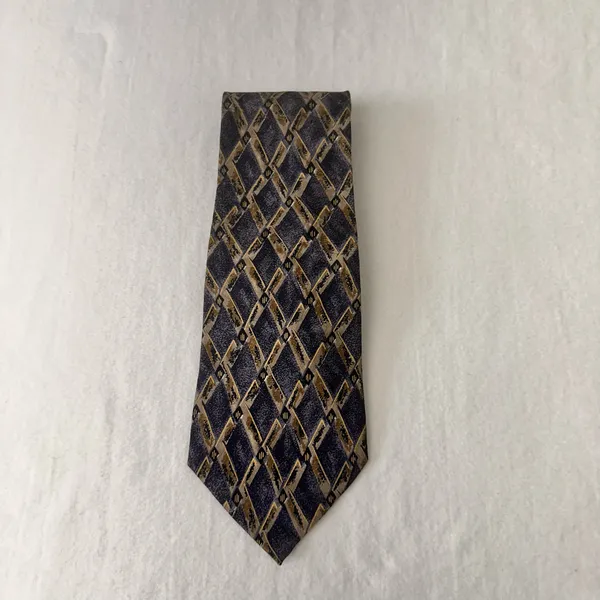 Fierte S.r.l Men's Vintage Tie Grey Multicolor Geometric Silk Handmade - Image 7