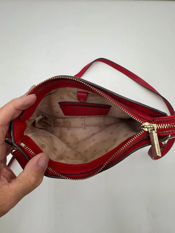 Kate Spade New York Red Pebbled Leather Crossbody Shoulder Bag Purse Dust Bag - Image 3
