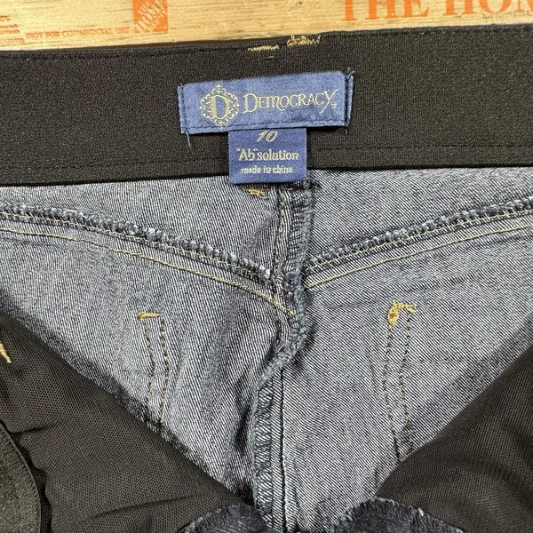 Democracy Ab Solution Bootcut Jeans Womens 10 Stretch Distressed Rips Boho Dark - Image 2