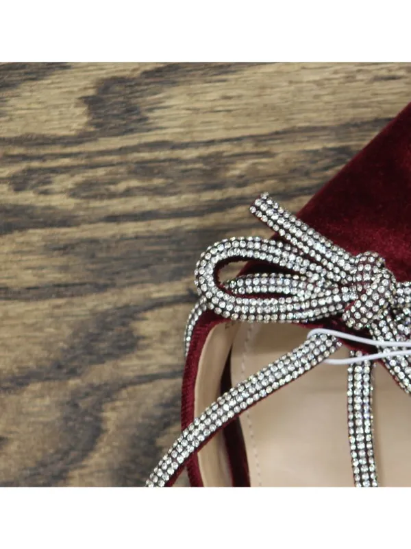 A New Day Womens Velvet Gwen Rhinestone Bow Heels 94656738 Burgundy Red 7.5M - Image 9