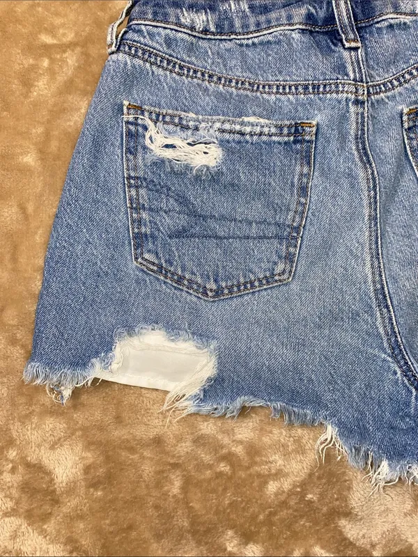 American Eagle Outfitters Ripped Light Blue Denim Cutoff Shorts - Image 6