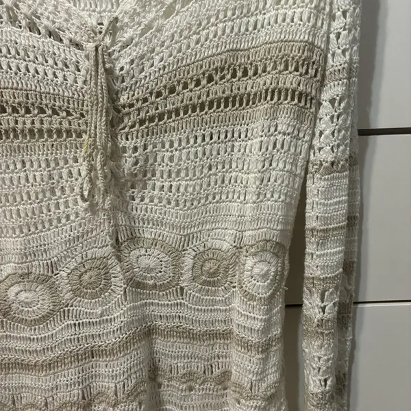 Y2K Knit Tan & White Sweater - Image 4