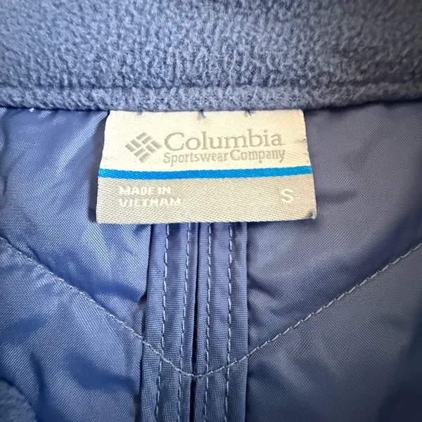 Columbia Womens Blue Quilted Fleece Mix Puffer Vest Small Full Zip Mock Neck - Image 3