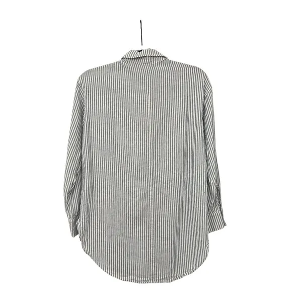 Calia Blue White Stripe Oversized Button Up Swim Pool Beach Coverup Shirt Small - Image 2