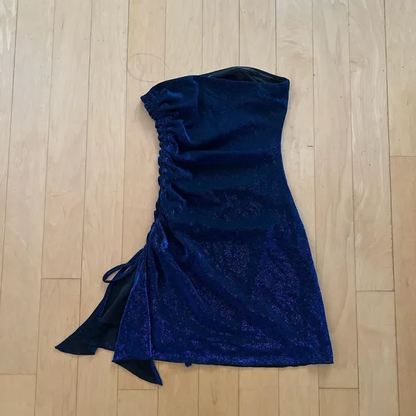 Princess Polly blue sparkly strapless Donellli mini dress - Image 3