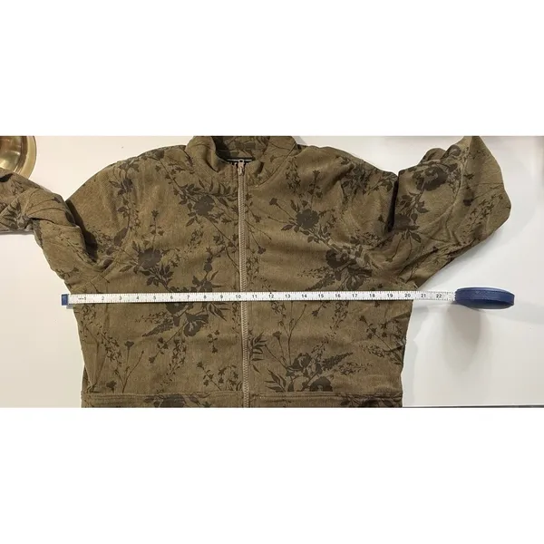 Element‎ Botanical Floral Olive Corduroy Zip Cropped Jacket F241647 Medium NWT - Image 6