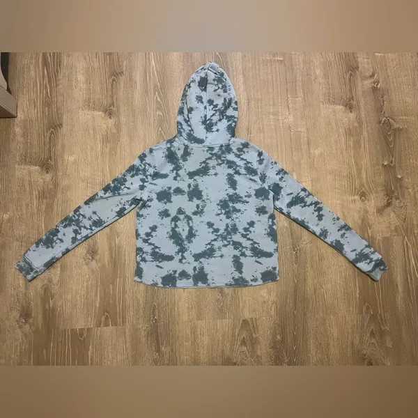 Disney Lilo and Stitch Ohana Blue Tie Dye Boxy Cropped Hoodie Sweatshirt Size S - Image 11