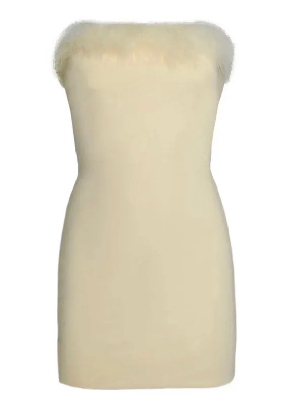 Tiger Mist Imani Yellow Feather Bodycon Tube Mini Dress - Image 7