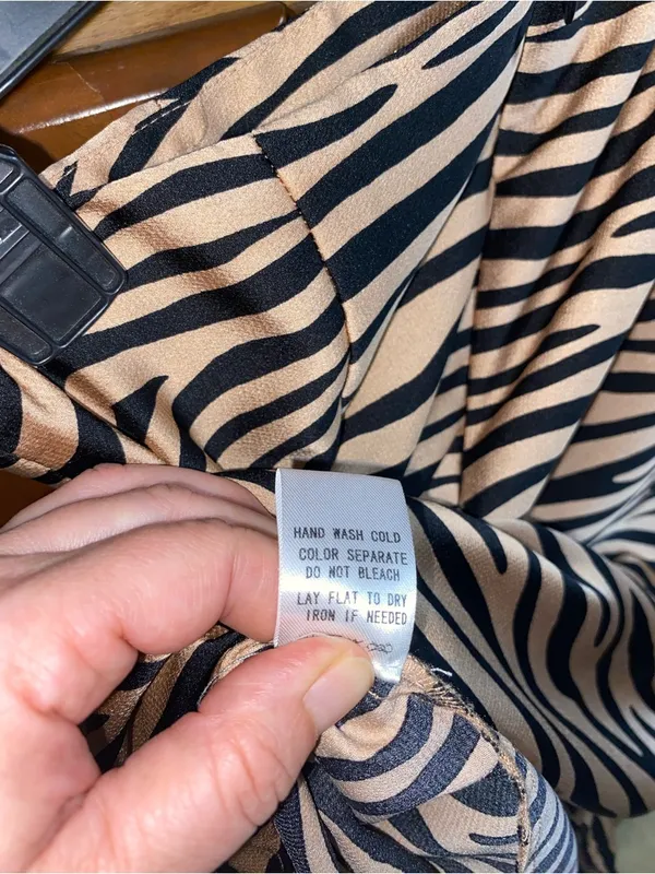 Le Lis Satin Zebra Print Slit Maxi slip Skirt Black Tan Date night Office Siren - Image 9