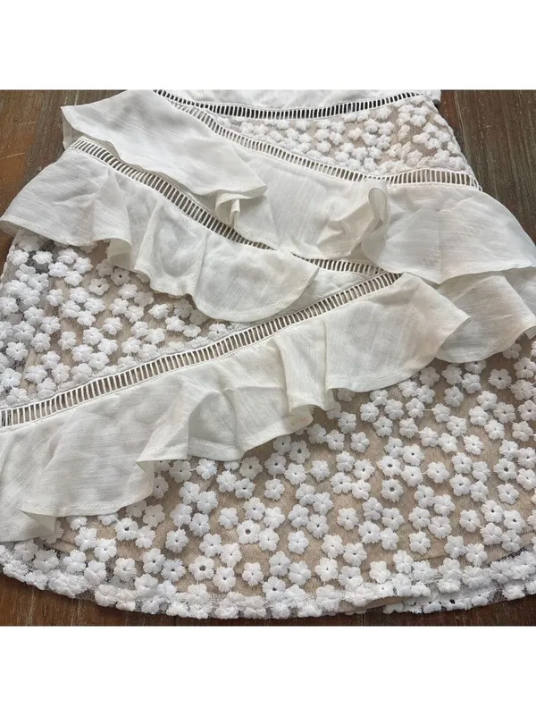 Princess Polly White Floral Strapless Bow Back Mini Dress Size 4 - Image 4