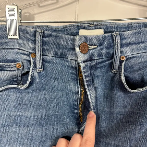 MOTHER Denim The Looker Ankle Fray in Groovin Raw Hem Skinny Jeans 25 Stretch - Image 3