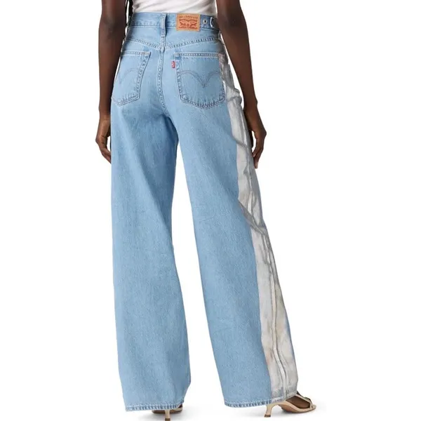 NWT Levi's Cinch Baggy Wide Leg Jeans Rain Or Shine Metallic Stripe 30x31 - Image 2