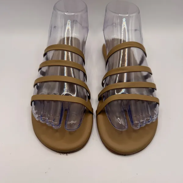TKEES Senna Leather Strappy Sandals Sable Tan Flat Slides Womens Size 6 EUR 37 - Image 2