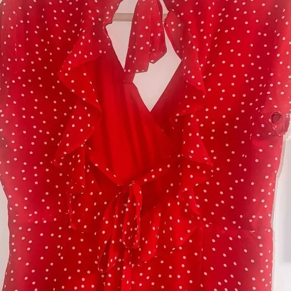 ✨Bardot Open-Back Red Polka Dot Sz 10/L Dress✨ - Image 6