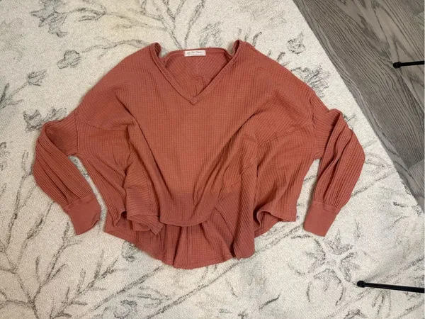 We The Free by Free People Waffle Knit Long Sleeve Top - Dusty Rose | Size XS - Image 2