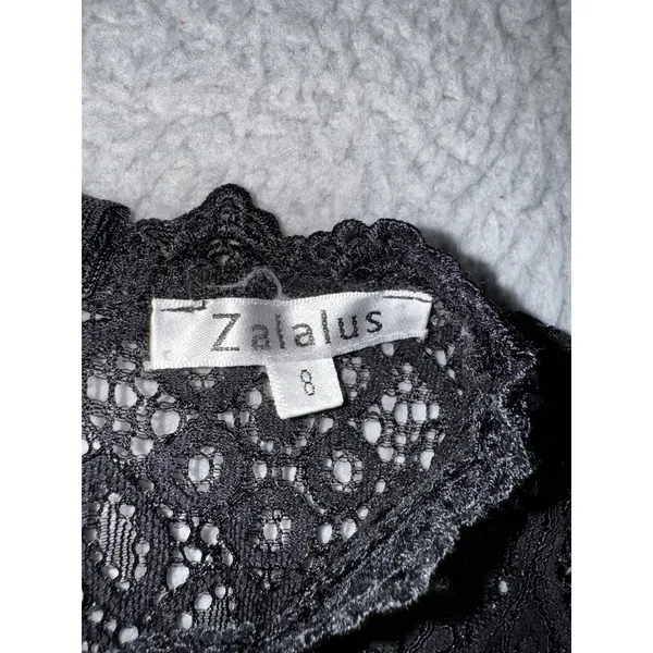 Black Lace Sheath Dress 8 Floral Mock‎ Neck S/S Eyelash Hem Whimsigoth Witchy - Image 9