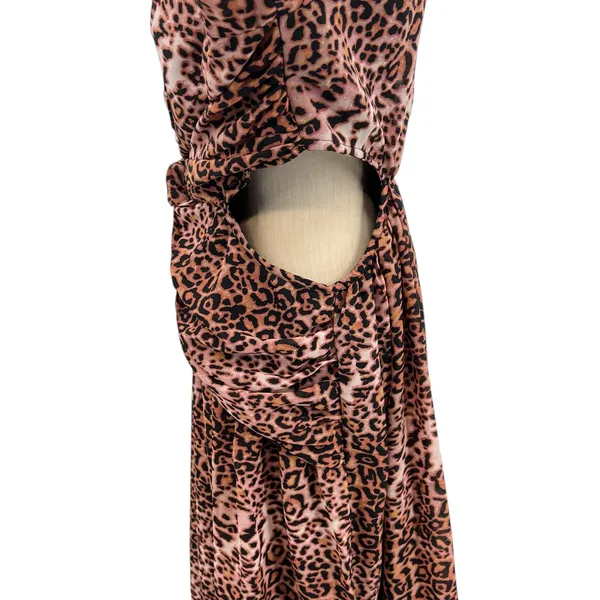 Anthropologie Ranna Gill Dress Midi Leopard‎ Print Cut Out Long Sleeve Size XL - Image 8