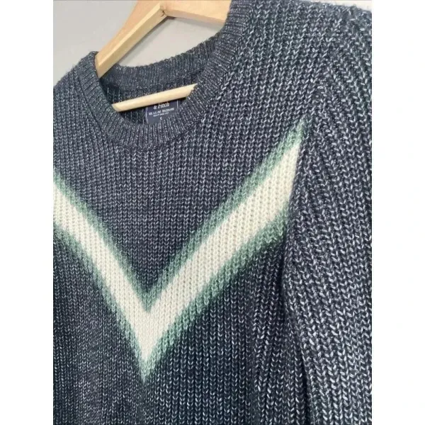 Abercrombie & Fitch Women Size Small Knit Sweater Dress Gray‎ Navy Green Varsity - Image 3