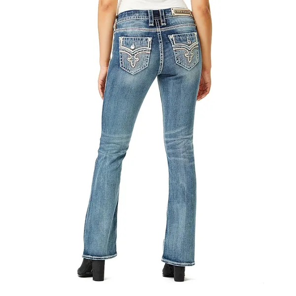 Rock Revival Alivia Jeans 27 Bootcut Dark Wash Embellished Flap Pocket‎ - Image 2
