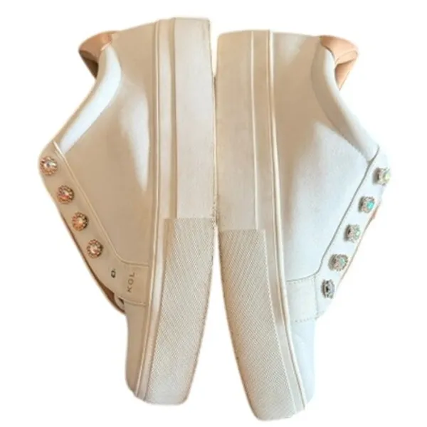 Kurt Geiger London Crystal Embellished Slip-On Sneakers White Blush Pink EU 38.5 - Image 9