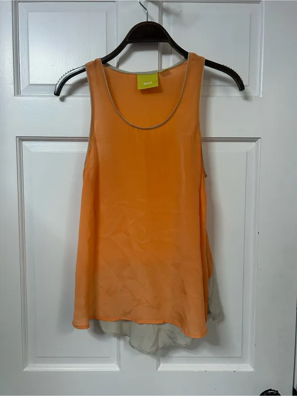 Maeve Anthropologie Orange Layered Silk Tank Top - Image 4