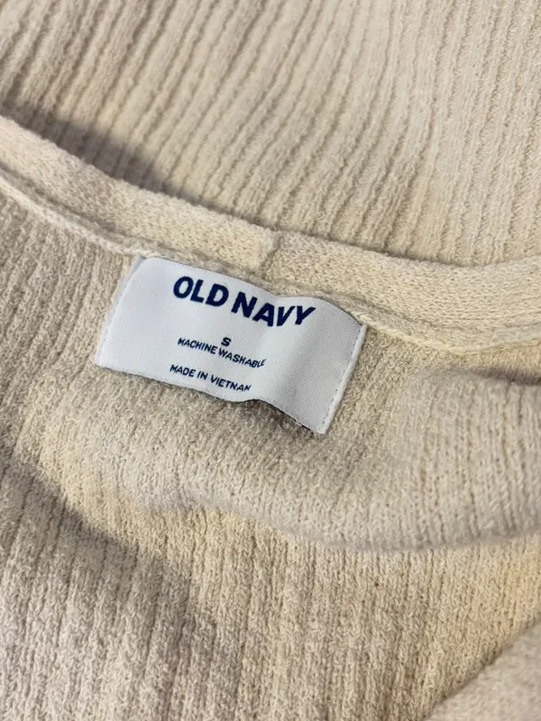 Old Navy Ribbed V Neck Button Down Cardigan Sweater Tan Beige Womens Size Small - Image 3