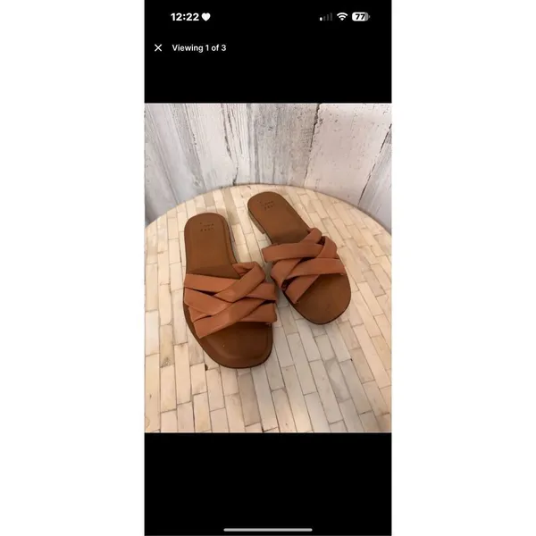 A New Day Brown Criss Cross Slide Sandals Women’s Size 8 Casual Summer Flats - Image 5