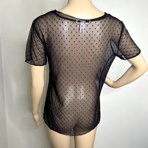 Victoria's Secret Sheer Mesh Polka Dot Black Top - Image 3