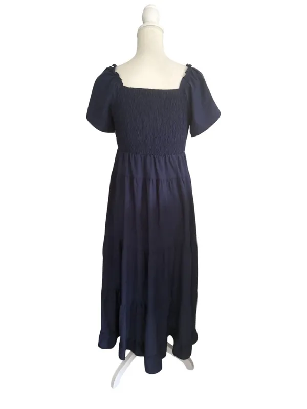 ECOWISH Navy Blue Cutout Short Sleeve Maxi Dress Size Medium - Image 8