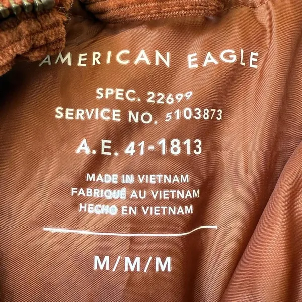 American Eagle Outfitters‎ Corduroy Hooded Coat Brown Mens Medium Button Front - Image 2