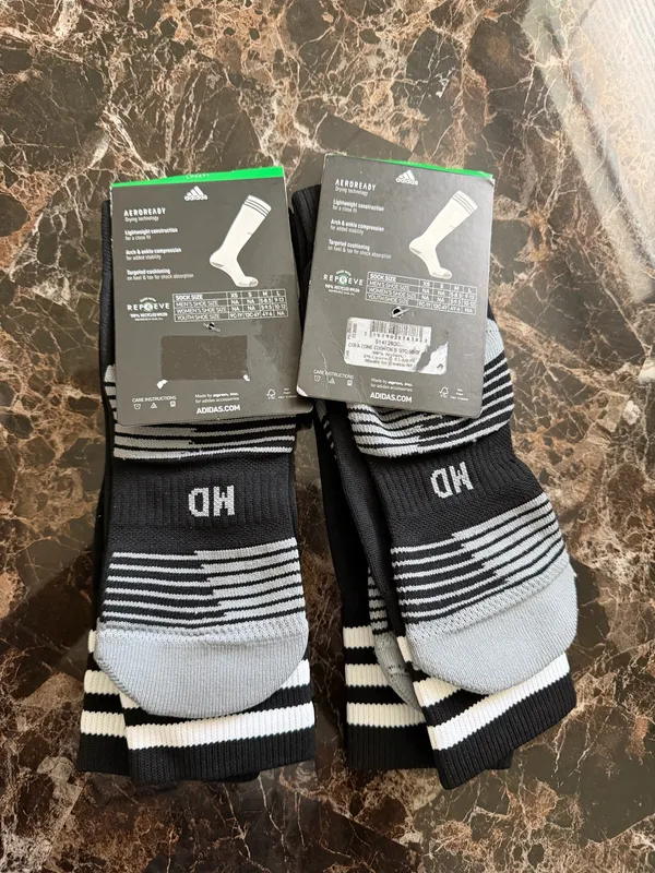2 Pairs Adidas Copa Zone Soccer Socks – Black/White – Size M – Arch & Ankle Compression - Image 3