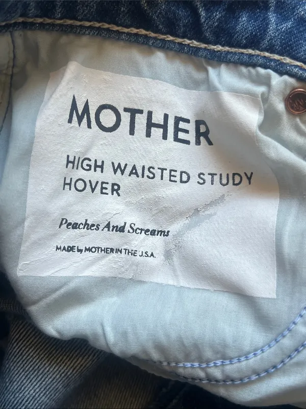MOTHER "High Waisted Study Hover" Straight Jeans Peaches & Scream‎ Size 28 - Image 6