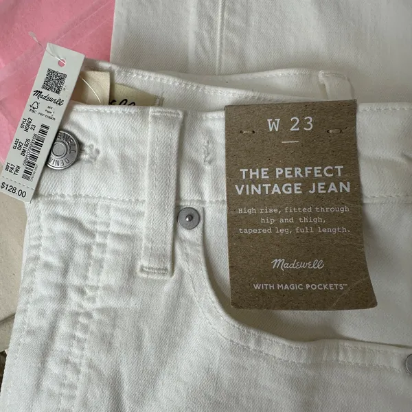 Madewell The Perfect Vintage Jean Tile White High Rise Classic Mom US 23 NWT - Image 11