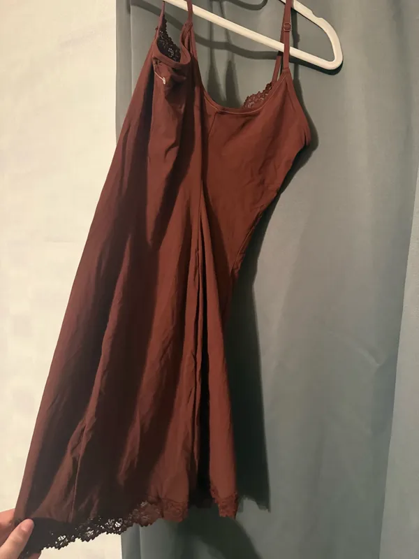 SKIMS oxblood lace Slip dress - Image 2