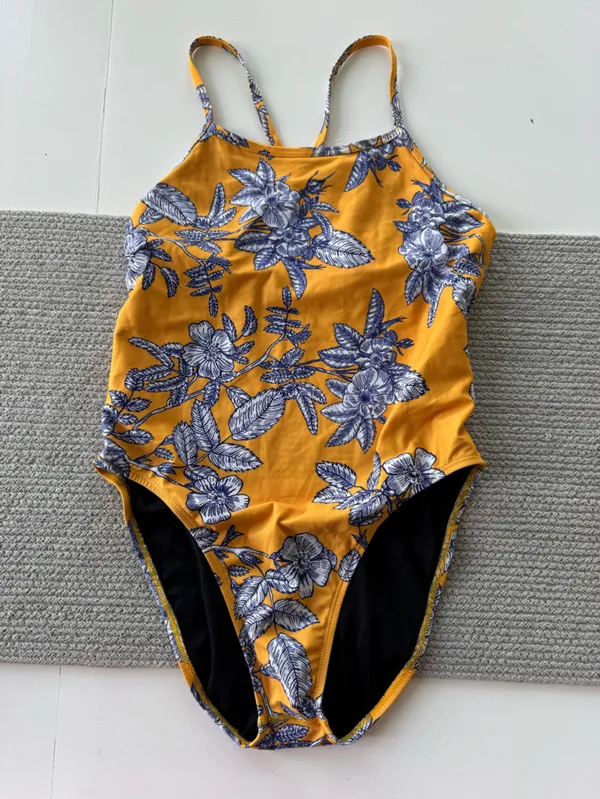 Jolyn Clothing Brandon 2 Yellow Blue Floral Onesie Swimsuit Sz 32 RARE Print - Image 7