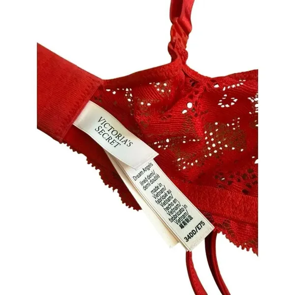 Victorias Secret Dream Angles Red Lace Balconette Bra and Panty 34DD Medium - Image 4