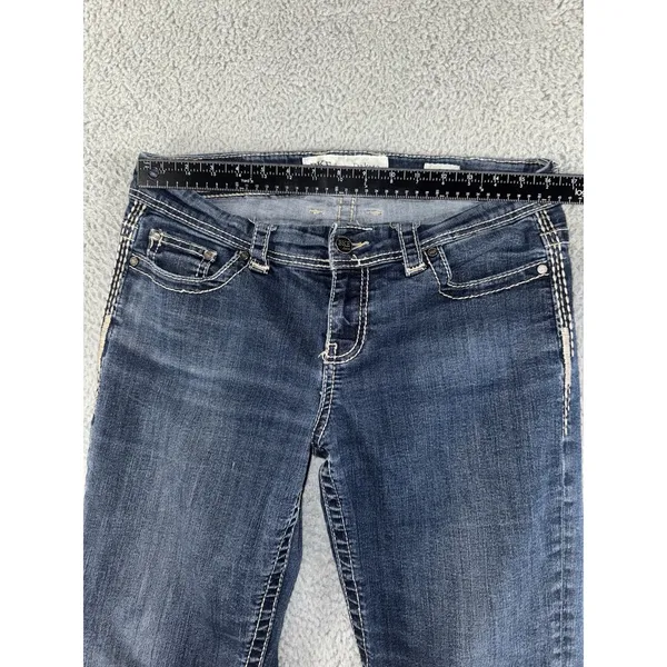 Buckle Bke Denim Jeans Women 30 Low‎ Rise Cropped Thick Stitch Y2K Western Retro - Image 3