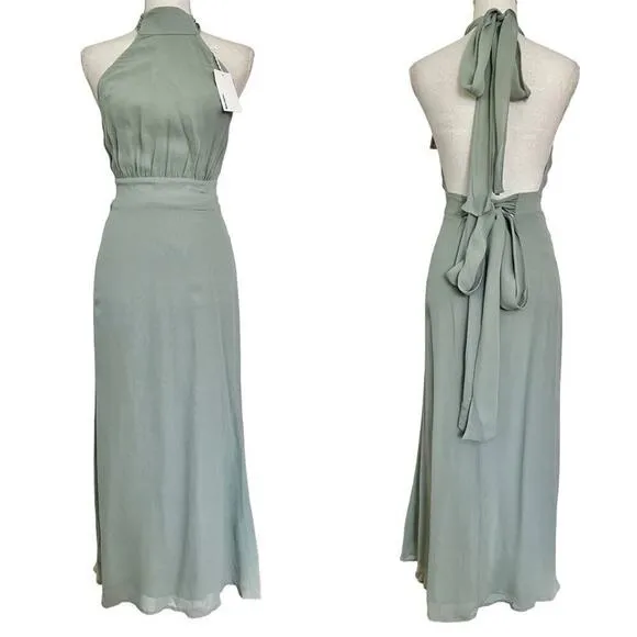NWT Reformation Lisbeth Dress size 12 Large Celadon Midi formal dress green - Image 5